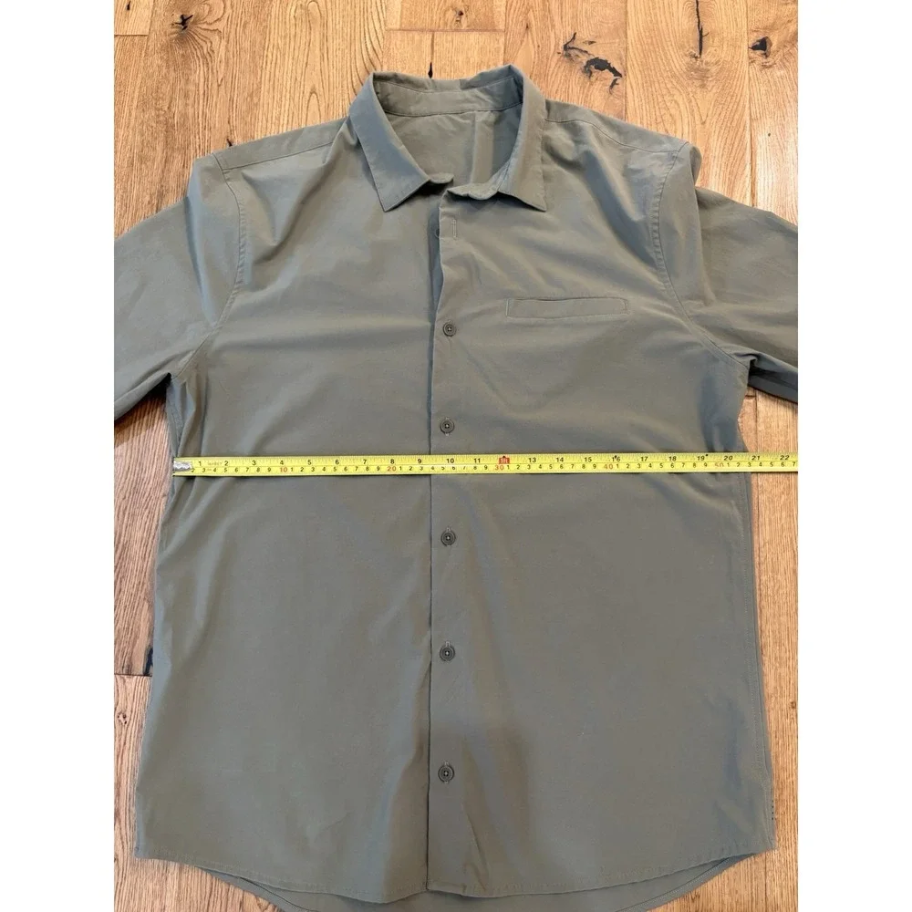 Lululemon Off The Chain Shirt Green Performance Stretch Button Down Sz Large - Picture 3 of 5